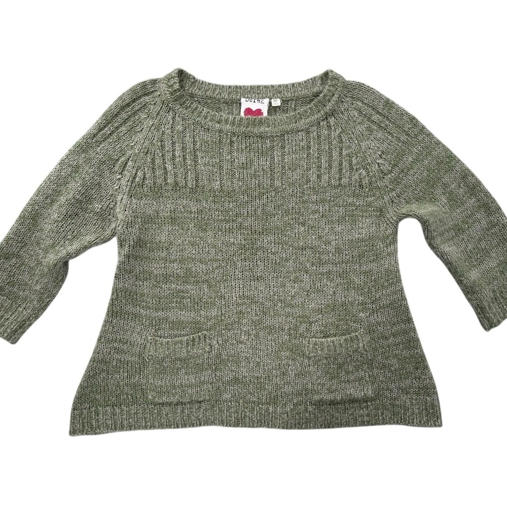DEREK HEART Boatneck Sweater Moss Green Acrylic Knit 3/4 Sleeves Women's Medium - Picture 10 of 10